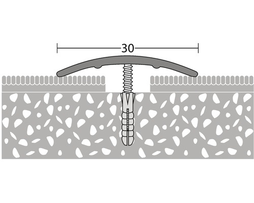 Illustration d''un profilé de transition de 30 millimètres de large avec vis et cheville