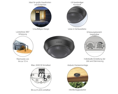 Steinel Sensorleuchte mit 360 Grad Erfassung für Deckenmontage