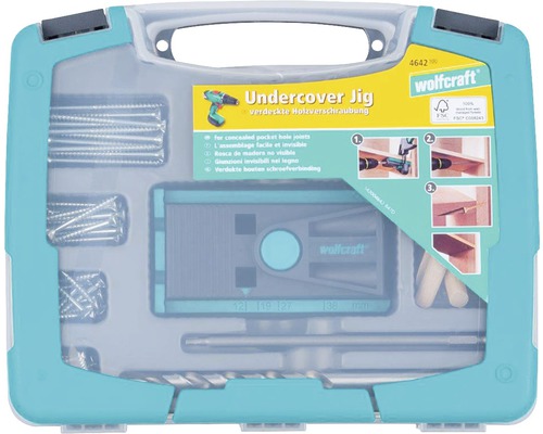 Wolfcraft Undercover Jig Set zur verdeckten Holzverschraubung im Koffer