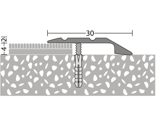 Illustration d''un profilé de transition avec les dimensions 30 et 4 plus 2