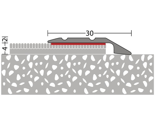 Illustration eines Übergangsprofils mit den Maßen 30 und 4 plus 2 Millimeter.