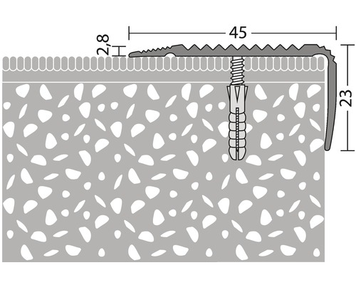 Illustration d''un profilé d''arête d''escalier avec indication des dimensions