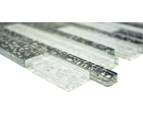 Mosaikfliese aus Glas mit floralem Dekor