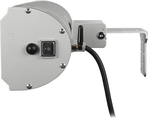 Detailansicht eines Gerätes mit Schalter, Antenne und Kabel