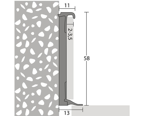 Illustration d''un profilé de finition murale avec indications de mesure