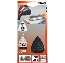 KWB feuilles abrasives en lot, grain 120, dimensions 97x136 millimètres