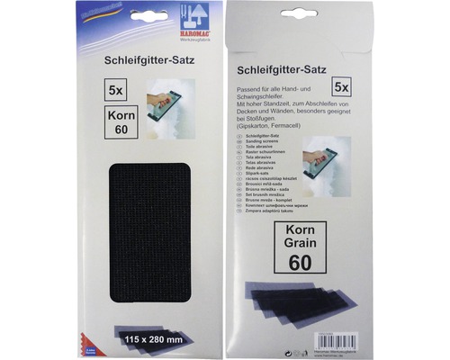 Schleifgitter Satz, Körnung 60, 115x280 mm, 5 Stück