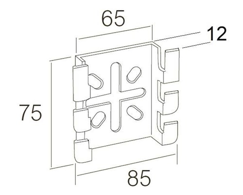 Technische Zeichnung einer Gerätehalterung mit Maßangaben