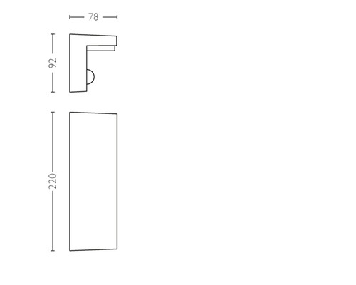 Schéma technique d''une applique murale avec dimensions
