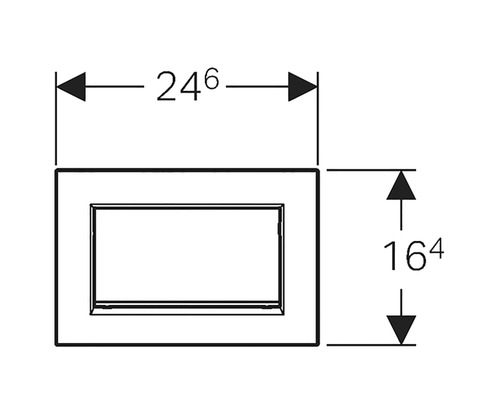 Technische Zeichnung eines rechteckigen Rahmens mit den Maßen 24,6 x 16,4 cm