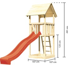 Spielturm AKUBI Lotti Holz mit Sandkasten und Rutsche rot