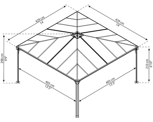 Image d''un pavillon de jardin avec des dimensions