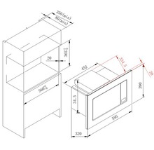 Micro-ondes encastrable PKM MW800.8-20G-EB lxhxp 59,5 x 39 x 34 cm