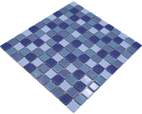 Treillis de carreaux de mosaïque carrés avec carreaux en céramique bleus
