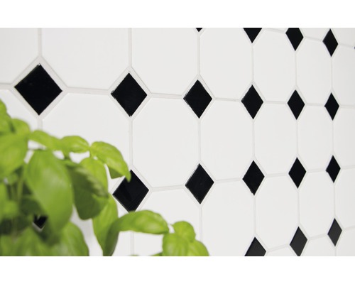 Carreaux muraux avec motif octogonal en noir et blanc