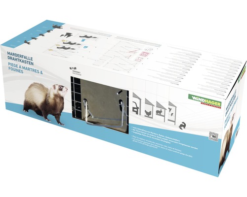 Piège à martres et fouines, cage en grillage, emballage