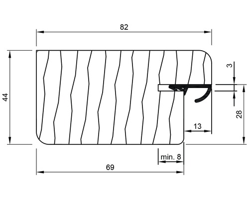Dessin technique d''un profilé de porte avec dimensions.