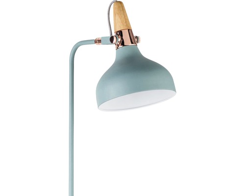 Stehleuchte mit Holzdetail und Metallschirm