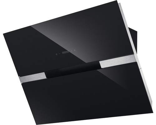 Hotte de cuisine noire avec détails en acier inoxydable