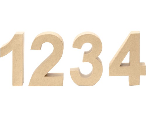 Chiffres décoratifs en carton un, deux, trois et quatre