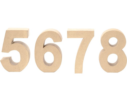 Dekorative Zahlen aus Pappe: Fünf, sechs, sieben und acht