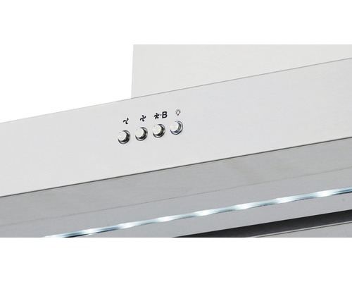 Hotte aspirante en acier inoxydable avec commandes pour les vitesses de ventilation et l''éclairage