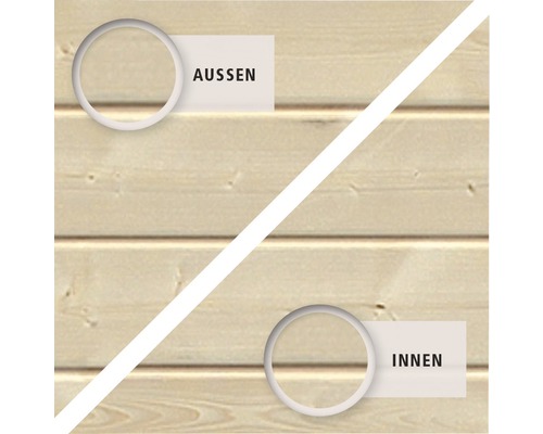 Aussen- und Innenansicht einer Holzwand