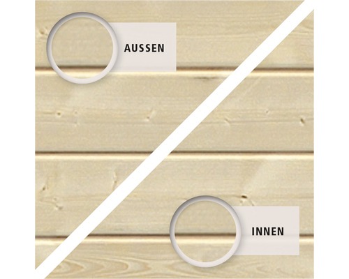 Innen- und Aussenansicht einer Holzwand