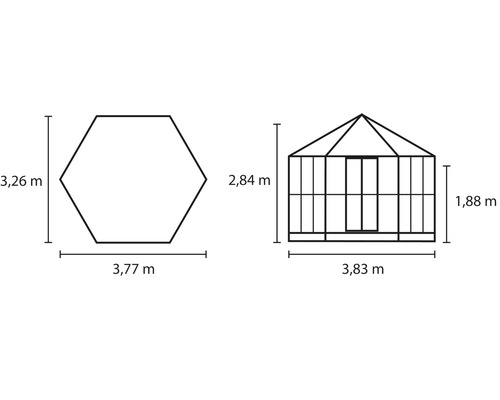 Dimensions d''une serre représentées sous forme de dessin technique