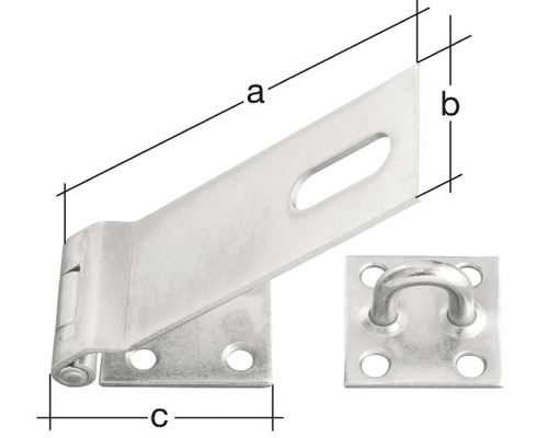 Vorreiber mit Öse und den Maßen a, b und c