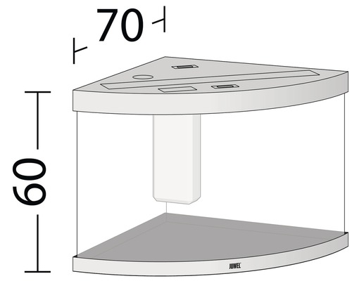 Image d''un aquarium d''angle mesurant 70 x 60 centimètres