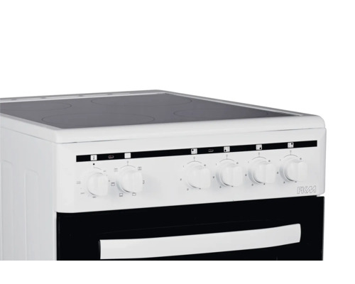 Cuisinière électrique avec boutons de commande et plaque vitrocéramique