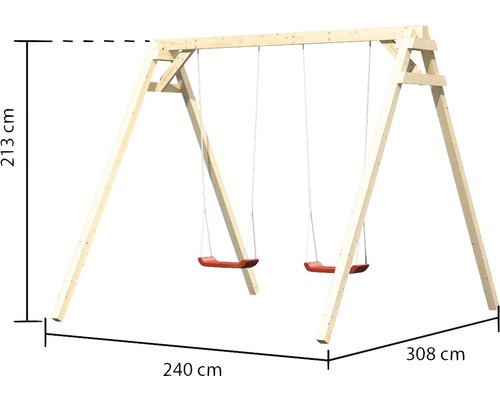 Balançoire en bois avec dimensions