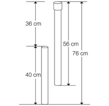 Illustration avec les dimensions des poteaux : 40 centimètres, 56 centimètres et 76 centimètres de hauteur
