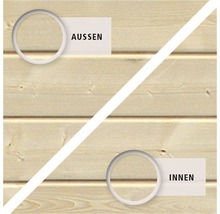 Aussen- und Innenansicht von Holzpaneelen
