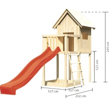 Stelzenhaus AKUBI Frieda Holz mit Sandkasten, Anbau und Rutsche rot