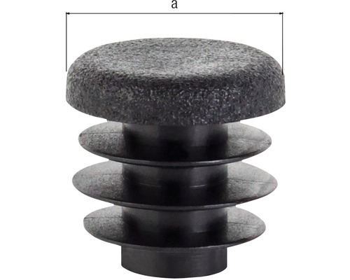 Rohrstopfen aus Kunststoff mit Lamellen und Maßangabe