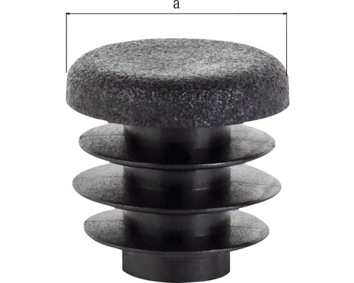 Rohrstopfen aus Kunststoff mit Lamellen und Größenangabe