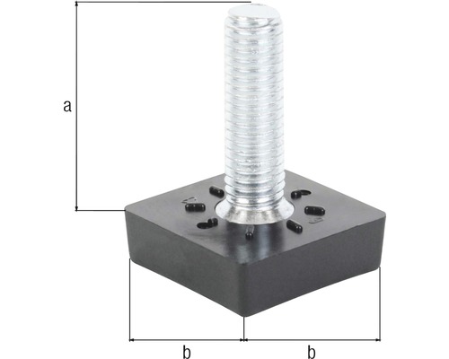 Verstellfuß mit Gewindebolzen und quadratischer Platte