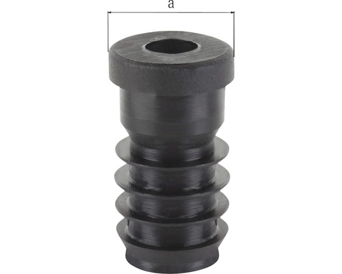 Schwarzer Dübel mit Rippen und Loch