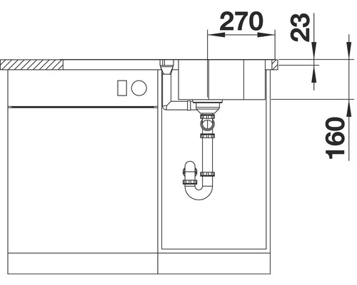 Dessin technique d''un évier avec dimensions
