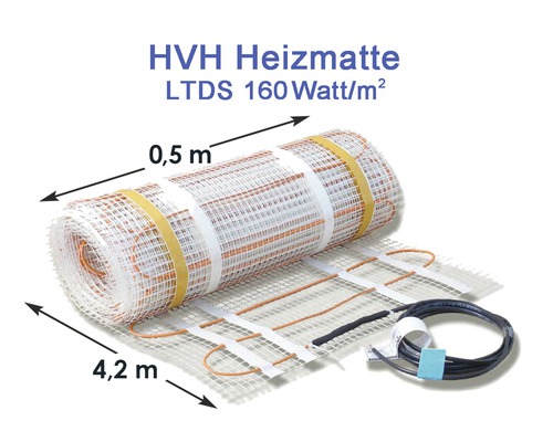 HVH Heizmatte, elektrische Fußbodenheizung mit einer Größe von 0,5 mal 4,2 Meter