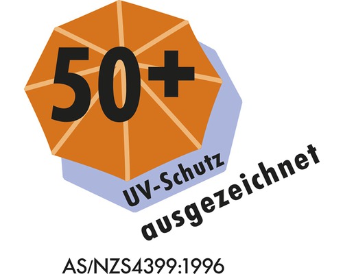 UV Schutz 50+ ausgezeichnet nach AS/NZS4399:1996