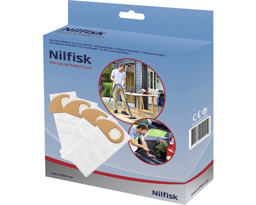 Nilfisk Lot de sacs d''aspirateur Buddy II, 4 pièces
