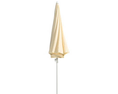 Parasol de jardin fermé avec revêtement clair et structure blanche