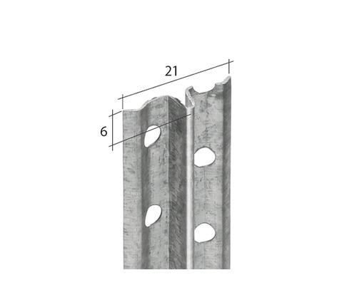 Profilé métallique avec perforations et indications de dimension