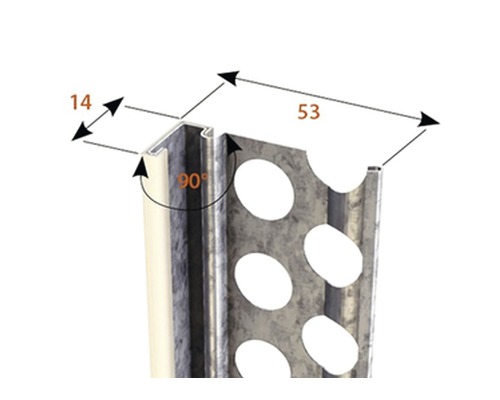 Detailansicht einer Putzprofilschiene mit Abmessungen
