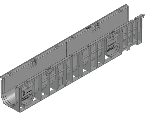 Partie inférieure de caniveau Hauraton Recyfix Standard 100 type 010 en PP 1000 x 150 x 185 mm