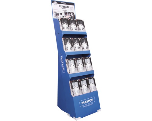 Présentoir de vente avec produits de revêtement en caoutchouc Maston