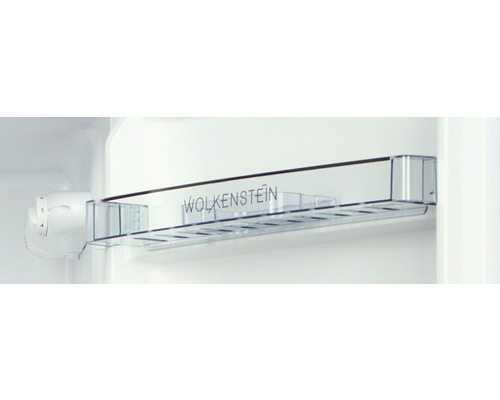 Innenansicht eines Kühlschranks mit transparentem Fach und Temperaturregler